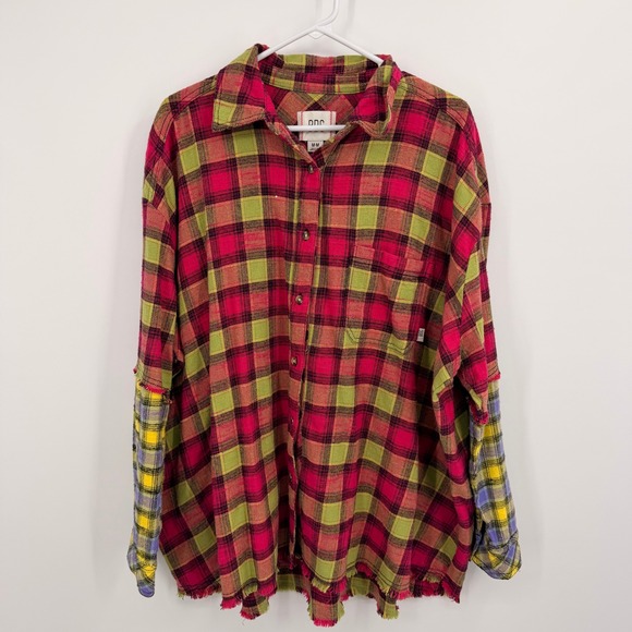 BDG Urban Outfitters One Way or Another Plaid Flannel Shirt Womens Medium Pink - Picture 4 of 12